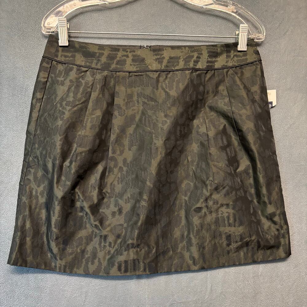 GAP Women’s Skirt Size 4 Green Black Camo Leopard Print Mini A-Line Zip Casual